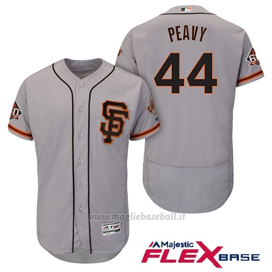 Maglia Baseball Uomo San Francisco Giants Jake Peavy Grigio Alterner 60th Season Flex Base